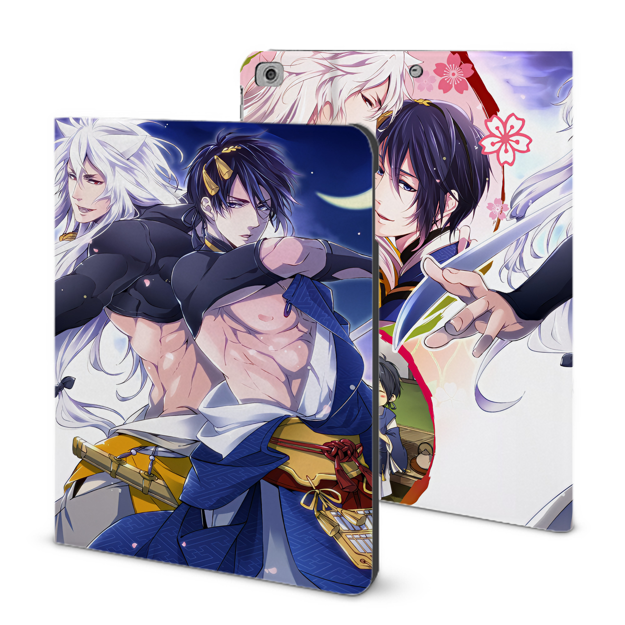 （画像用） 刀剣乱舞 Touken Ranbu IPad ケース ブック型 PUレザー TPU 耐衝撃 軽量 薄型 ペン収納なし 全面保護 IPad 各モデル対応